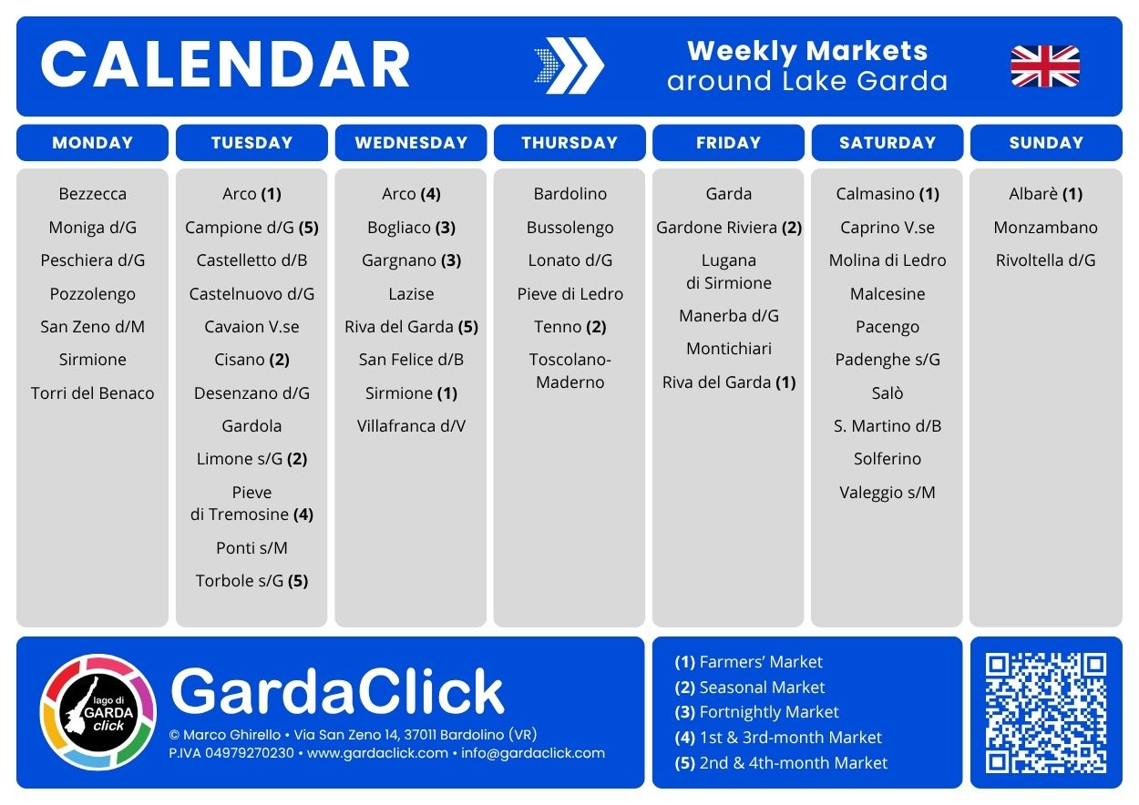 Lake Garda Weekly Markets Calendar